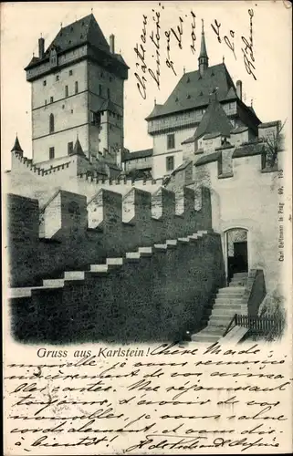 Ak Karlštejn Karlstein Mittelböhmen, Burg, Treppe