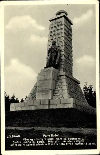 Ak Pec pod Čerchovem Hochofenregion Pilsen, Pomník Jindřicha Šimona Baara, Denkmal
