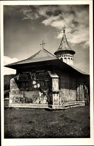 Ak Voronet Rumänien, Blick auf das Kloster, Wandmalerei