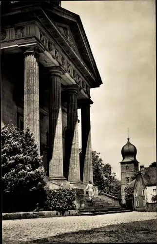 Ak Mersch Luxembourg, Eingang zur Pfarrkirche