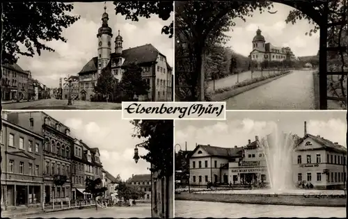 Ak Eisenberg in Thüringen, Schloss, Springbrunnen, Park