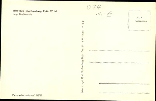 Ak Bad Blankenburg in Thüringen, Burg Greifenstein