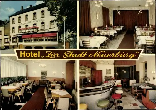 Ak Neuerburg in der Eifel, Hotel Zur Stadt Neuerburg, Außenansicht, Bar, Speiseraum