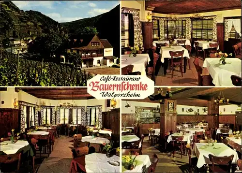 Ak Walporzheim Bad Neuenahr Ahrweiler, Café-Restaurant Bauernschenke, Außenansicht, Speiseraum