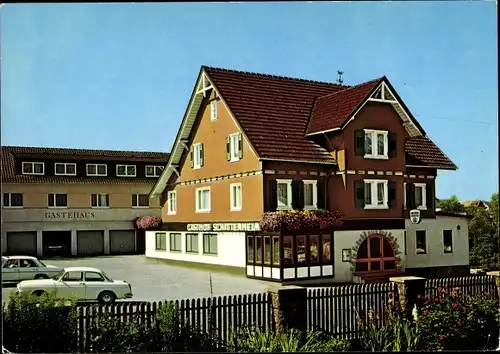 Ak Dornstetten im Schwarzwald Württemberg, Gasthof-Pension Schittenhelm, Außenansicht, Autos