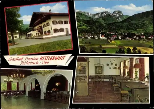 Ak Bad Feilnbach in Oberbayern, Gasthof Pension Kistlerwirt, Ortsansicht, Außenansicht, Innenräume