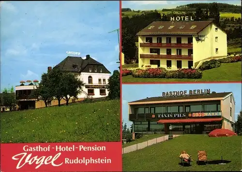 Ak Rudolphstein Berg in Oberfranken, Gasthof Hotel Pension Vogel, Außenansichten, Rasthof Berlin