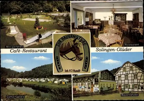 Ak Glüder an der Wupper Solingen, Gaststätte, Gartenrestaurant Zur Bauernstube, Wappen