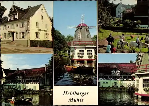 Ak Haan im Rheinland, Heidberger Mühle, Restaurant, Außenansicht, Pferde