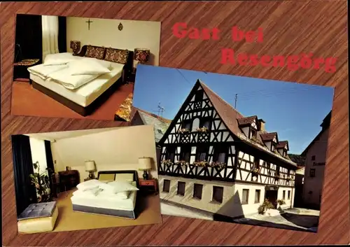 Ak Ebermannstadt in Oberfranken, Hotel-Gasthof Resengörg, Fachwerkhaus, Schlafzimmer