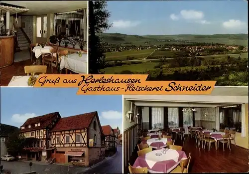 Ak Herleshausen an der Werra, Gasthaus-Fleischerei Schneider, Panorama
