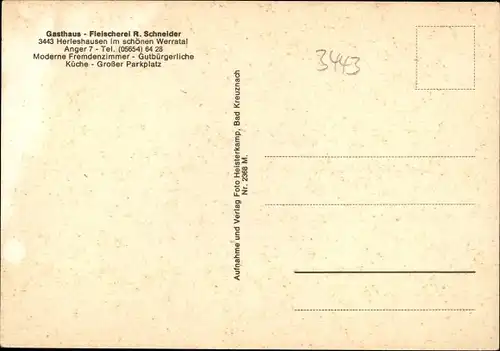 Ak Herleshausen an der Werra, Gasthaus-Fleischerei Schneider, Panorama