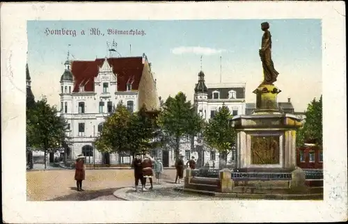Ak Homberg Duisburg am Rhein, Bismarckplatz, Denkmal