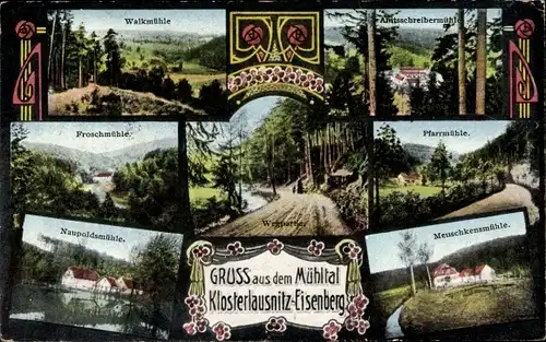 Ak Bad Klosterlausnitz in Thüringen, Pfarrmühle, Walkmühle, Amtsschreibermühle, Froschmühle