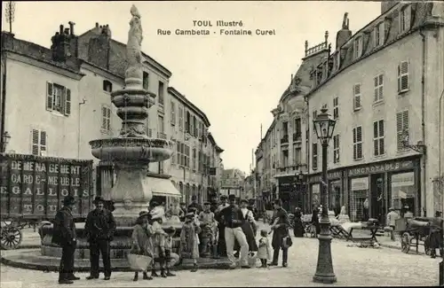 Ak Toul Meurthe et Moselle, Rue Gambetta, Fontaine Cruel