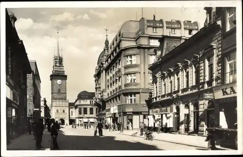 Ak Pardubice Pardubitz Stadt, Wilsonova trida, Torturm, Geschäfte