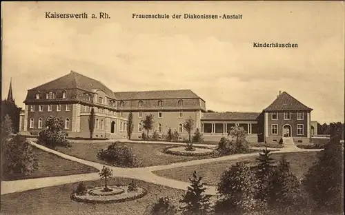 Ak Kaiserswerth Düsseldorf Nordrhein Westfalen, Blick auf die Frauenschule, Kinderhäuschen