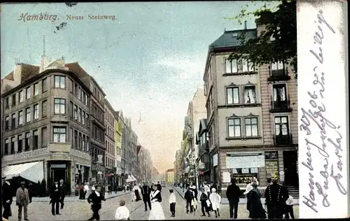 Ak Hamburg Mitte Altstadt, Neuer Steinweg, Passanten