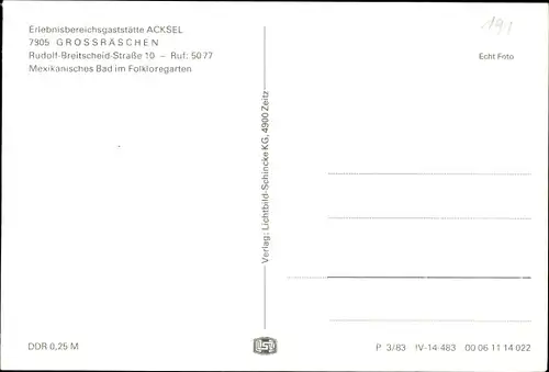 Ak Großräschen in der Niederlausitz, Erlebnisbereichsgaststätte Acksel, Mexikanisches Bad