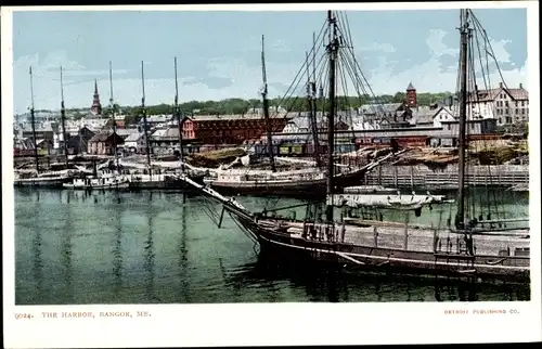 Ak Bangor Maine USA, Der Hafen