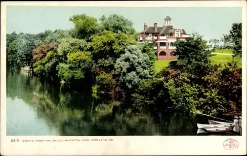 Ak Portland Maine USA, Casino von der Brücke, Riverton Park