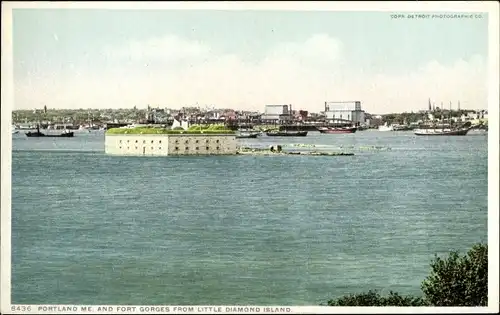 Ak Portland Maine USA, Fort Gorges von Little Diamond Island