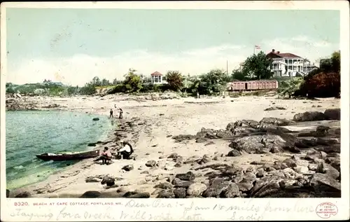 Ak Portland Maine USA, Strand von Cape Cottage