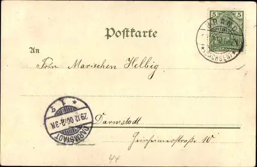 Litho Mädchen Portrait, Hut, Baumblüte