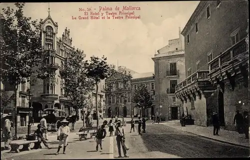 Ak Palma de Mallorca Balearen, Hotel und Haupttheater