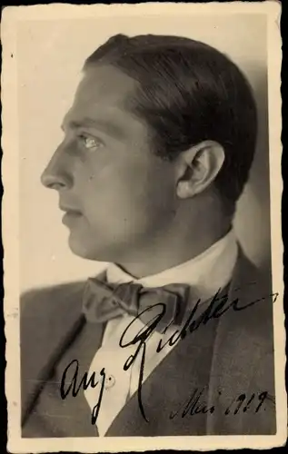 Foto Ak Schauspieler August Richter, Portrait, Autogramm