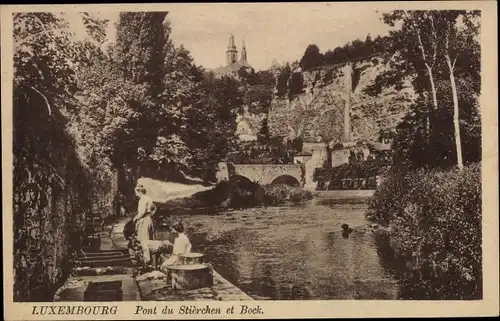 Ak Luxembourg Luxemburg, Stierchenbrücke und Bock