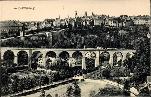 Ak Luxemburg Luxembourg, Gesamtansicht, Viadukt