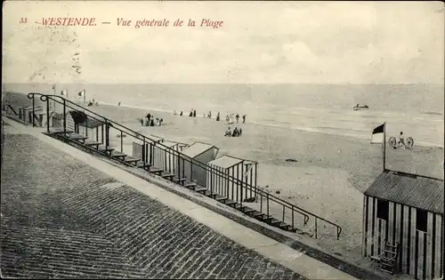 Ak Westende Westflandern, Vue generale de la Plage