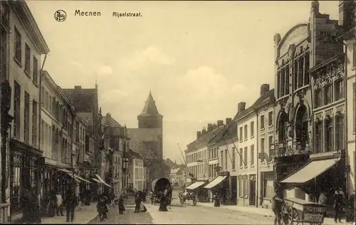 Ak Menin Menen Meenen Lys Westflandern, Rijselstraat, Läden