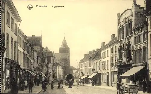 Ak Menin Menen Meenen Lys Westflandern, Rijselstraat, Läden