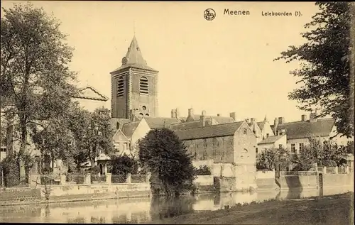 Ak Menen Lys Westflandern, Cote de la Lys, Uferpartie, Kirche