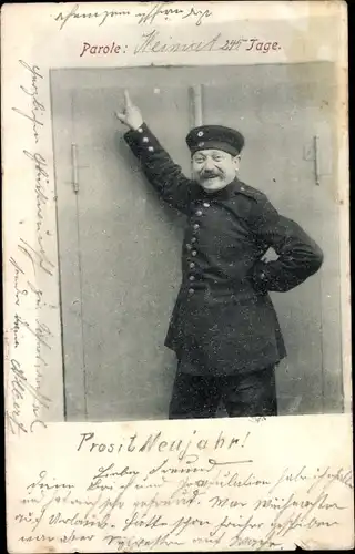 Foto Ak Deutscher Soldat in Uniform, Parole Heimat