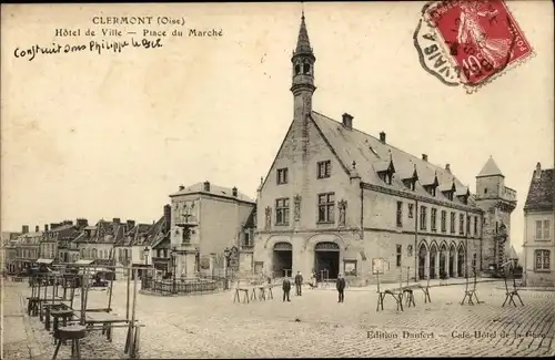 Ak Clermont Oise, Rathaus, Marktplatz