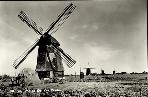 Ak Alkmaar Nordholland Niederlande, Molen De Zes Wielen