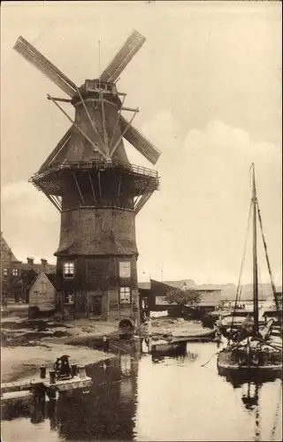 Ak Amsterdam Nordholland Niederlande, Molen aan de Nieuwe Vaart