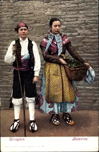 Ak Zaragoza Saragossa Andalusien, Photochromie, Purger 2364, Baturros, Mädchen, Volkstrachten