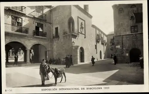 Ak Barcelona Katalonien, Internationale Ausstellung von 1929, Pueblo Español, Porticos de Sangüesa
