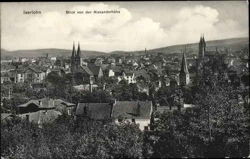 Ak Iserlohn, Blick von der Alexanderhöhe auf den Ort