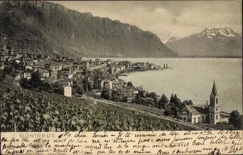 Postkarte Montreux Kanton Waadt Schweiz, Panorama, Dents du Midi