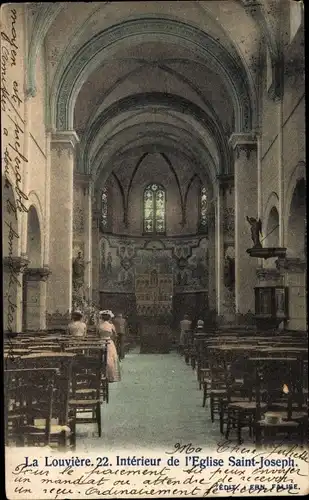 Postkarte La Louvière Wallonie Hennegau, Innenraum der Kirche Saint-Joseph