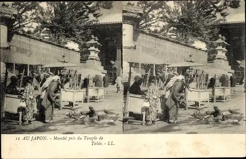 Stereo Ak Tokio Japan, Marché près du Temple de Tokio