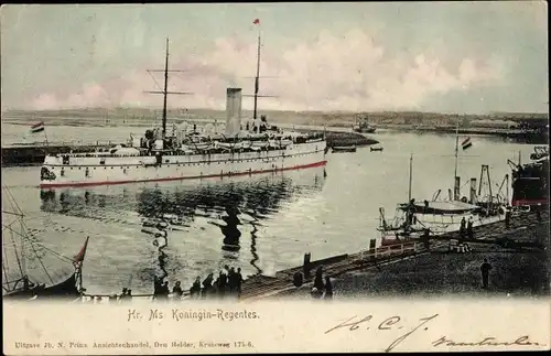 Ak Niederländisches Kriegsschiff, Hr.Ms. Koningin Regentes