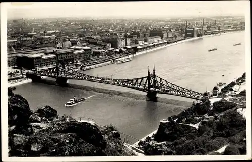 Ak Budapest Ungarn, Totalansicht, Blocksberg, Brücke