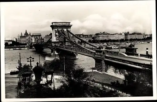 Ak Budapest Ungarn, Kettenbrücke, Fluss
