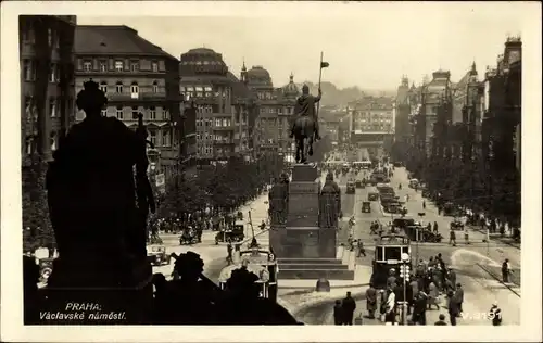 Ak Praha Prag Tschechien, Wenzelsplatz, Denkmal